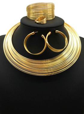 尼日利亚新娘项链四件套金属项链 necklace 4suit women jewelry
