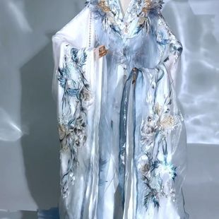 齐腰裙改良战国袍套装 衫 清冷风瓷语重工刺绣大袖 汉服女2025夏款