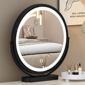 led化妆镜带灯台式 桌面大号补光充电化妆台镜子宿舍网红卧室ins风