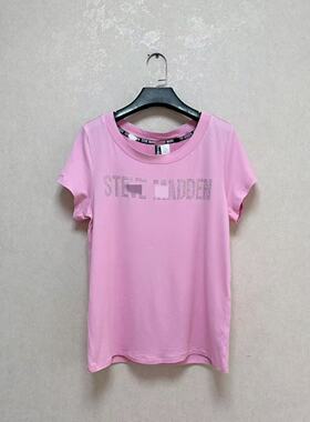 外贸出口欧美大牌ST*VE M*DDEN女烫钻字母圆领套头短袖休闲T恤