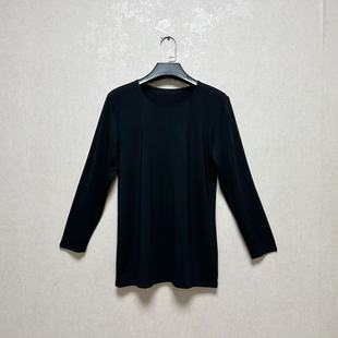 打底衫 外贸出口日单CECIL 高弹长袖 薄款 肌底衣 女黑色圆领基础款