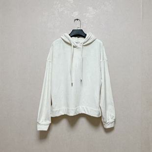 女双面绒白色连帽套头卫衣软糯可爱绒衫 外贸出口法国 tam艾