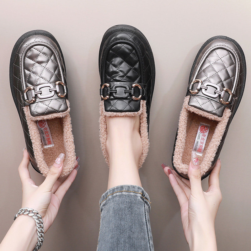 毛毛鞋女外穿2025秋冬新款加绒厚底保暖孕妇鞋一脚蹬豆豆鞋女棉鞋,女鞋,乐福鞋（豆豆鞋）,淘宝优惠券,粉丝福利购,淘宝优惠卷