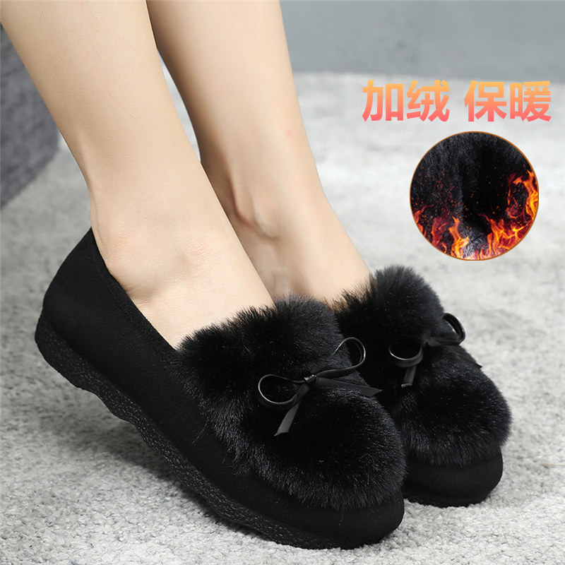 秋冬豆豆鞋女平底加绒保暖棉鞋一脚蹬懒人鞋蝴蝶结韩版休闲毛毛鞋,女鞋,乐福鞋（豆豆鞋）,淘宝优惠券,粉丝福利购,淘宝优惠卷