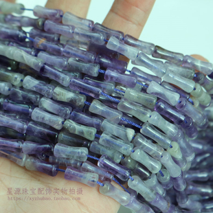 天然紫晶竹节管珠 紫晶圆柱散珠水晶骨节古风头饰材料diy项链配件