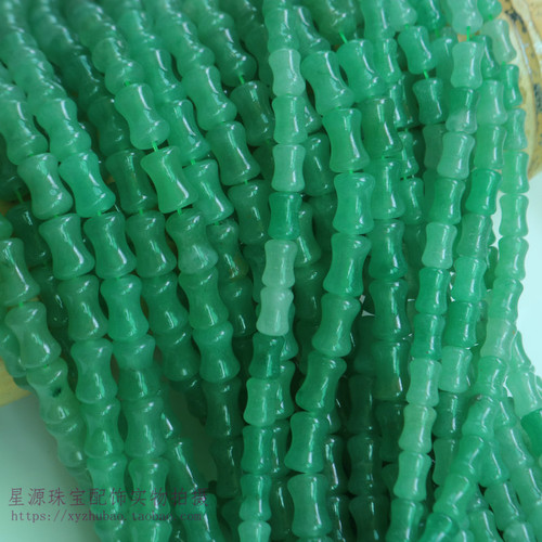 天然东陵玉绿东陵骨节竹节圆管珠