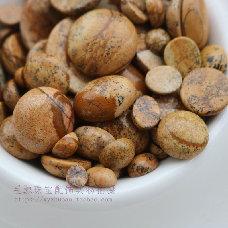 天然图画石蛋形戒面圆形图画贴片