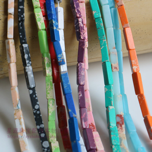 4*13mm长方珠蛇皮石白松石长方体散珠帝皇石长条 diy手工耳环材料