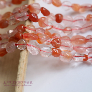 5*8mm天然红兔毛水晶随形散珠不规则红铁水晶碎石手工diy发簪配件