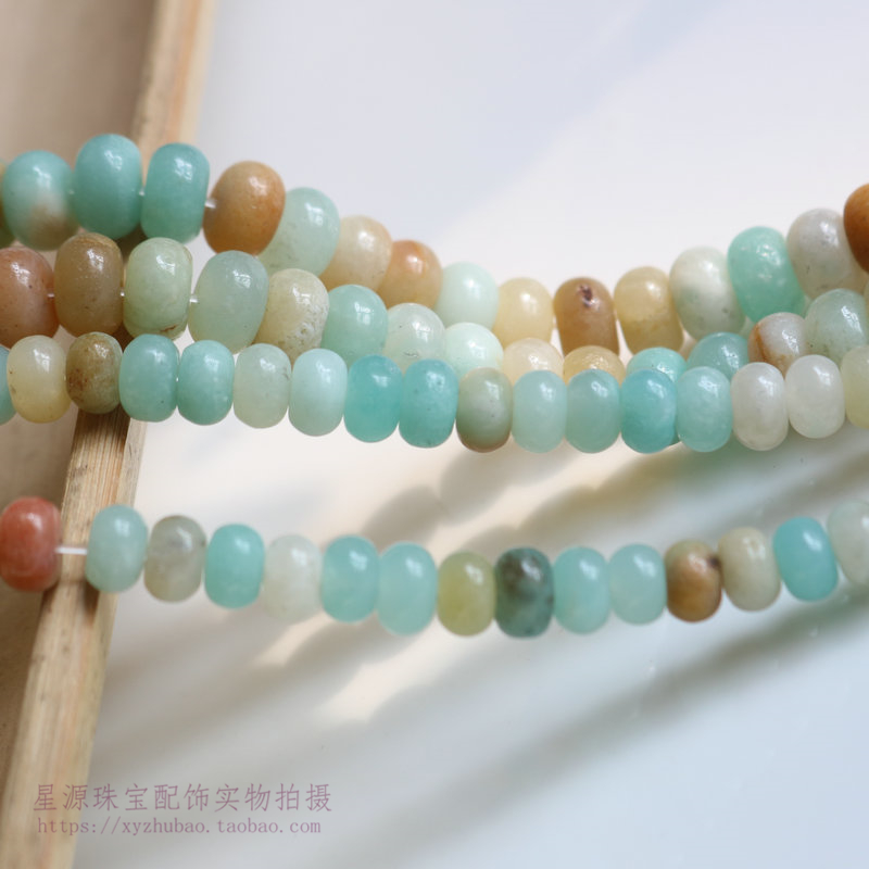 天然亚马逊算盘珠 天河石隔片珠车轮鼓珠散珠手串饰品配珠diy配件