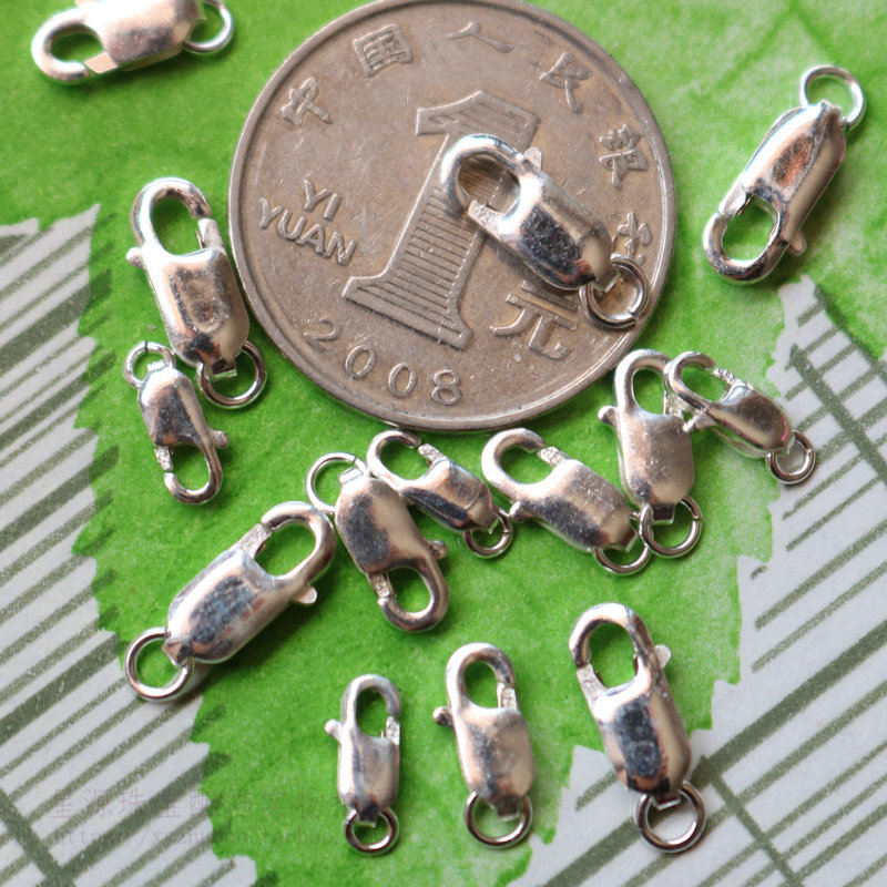 纯银搭扣弹簧首饰配件手作材料