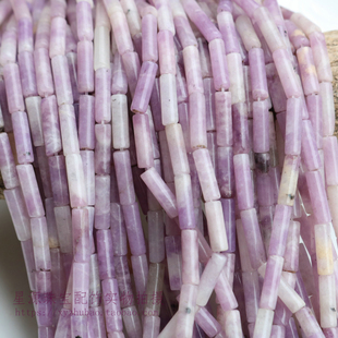 天然紫丁香圆管珠 紫云母4*13圆管紫星石圆柱手串发簪材料diy配年