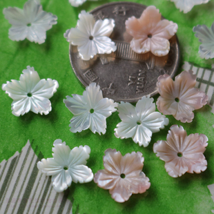 天然白蝶贝碗花 带齿五角花 粉贝12mm五瓣花 diy发簪花托胸针配件