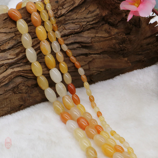 天然无优化新疆戈壁玉米珠散珠黄玉石桶珠 DIY串珠配饰手作材料