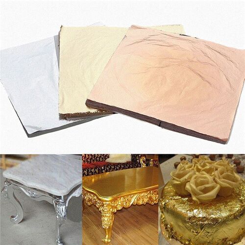 100 sheets Gold Silver Copper Leaf Foil Paper Gilding Art Cr