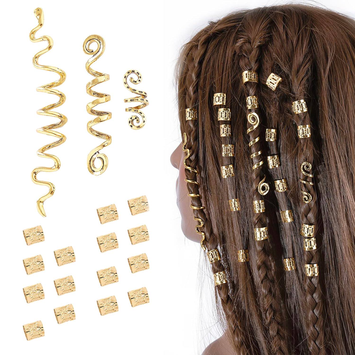 Women Braids Dreadlock Beads Metal Hair Clips Decoration
