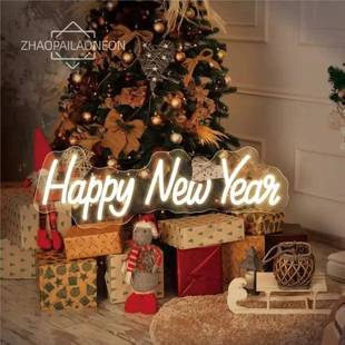 Neon Lights Merry New 2025 Year Decoration Happy Christmas