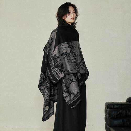 Minimalist tourism cape, grassland famous ethnic split cape