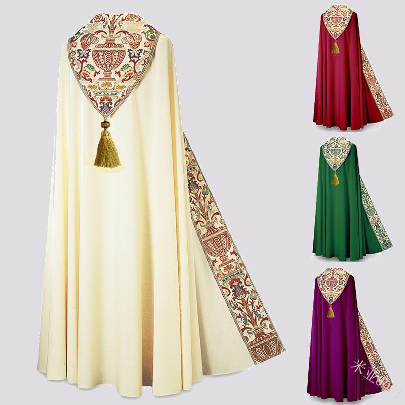 跨境数码印花披风舞台表演服装原版流苏吊坠袍子Prayer robe。