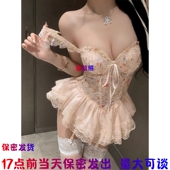 小碎花性感吊带睡衣聚拢女胸垫甜美连衣裙纯欲风少女蕾丝睡裙诱惑