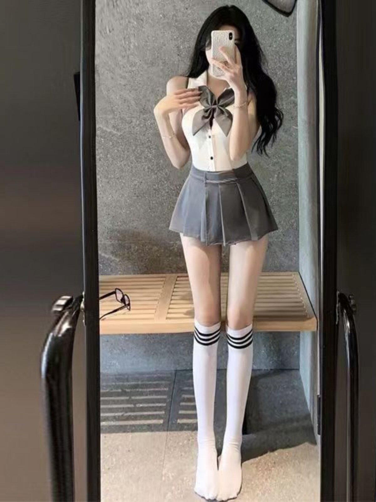 性感情趣露背连体衣套装JK制服
