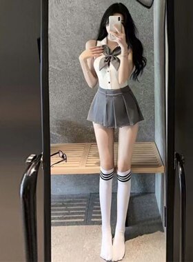 性感情趣露背连体衣套装JK制服