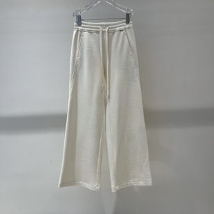 艾诺丝2025冬季新款阔腿裤女米白色抽绳休闲裤百搭长裤AR314109