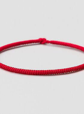 真金刚结红手绳 手工精编3毫米中粗款百搭显肤可穿金珠