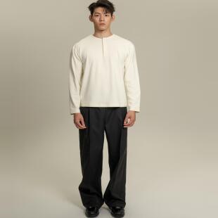 AaNn 亨利领打底T恤 轻量化竹纤维薄绒软糯正肩长袖