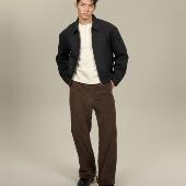 AANN NORMCORE休闲极简斜纹美利奴羊毛混纺银色拉链剑道夹克