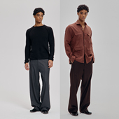 长裤 AaNn super110高支羊毛磨毛法兰绒直筒宽松西裤