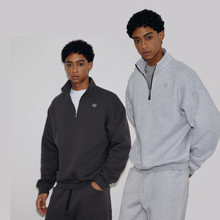 AaNn 松软毛圈宽松廓形高领半拉链卫衣 vintage美式