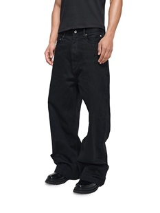 baggy 复古廓形宽松直筒进口赤耳黑色牛仔长裤 AaNn 极简美式