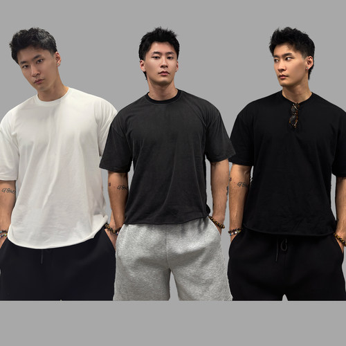 AaNn X 333纯棉毛边水洗宽松廓形boxy短袖T恤