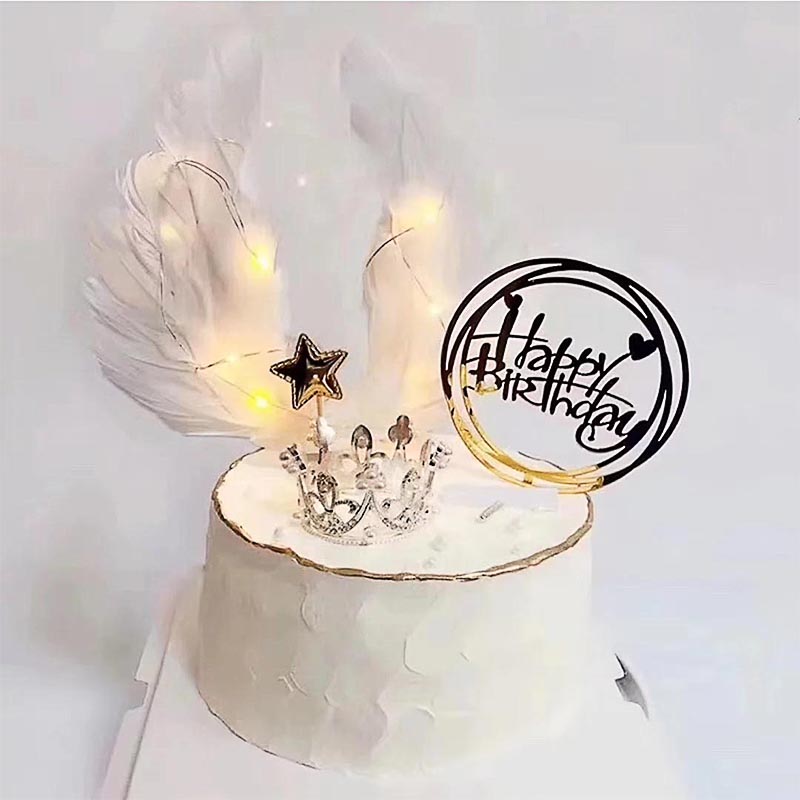 天使翅膀网红羽毛生日蛋糕装饰插件恶魔天使火烈鸟蛋糕装饰摆件