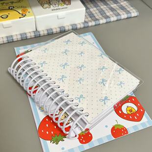 肆林/波点蝴蝶结蓝色清新线圈亚克力离型本/笔记本贴纸收纳手帐本