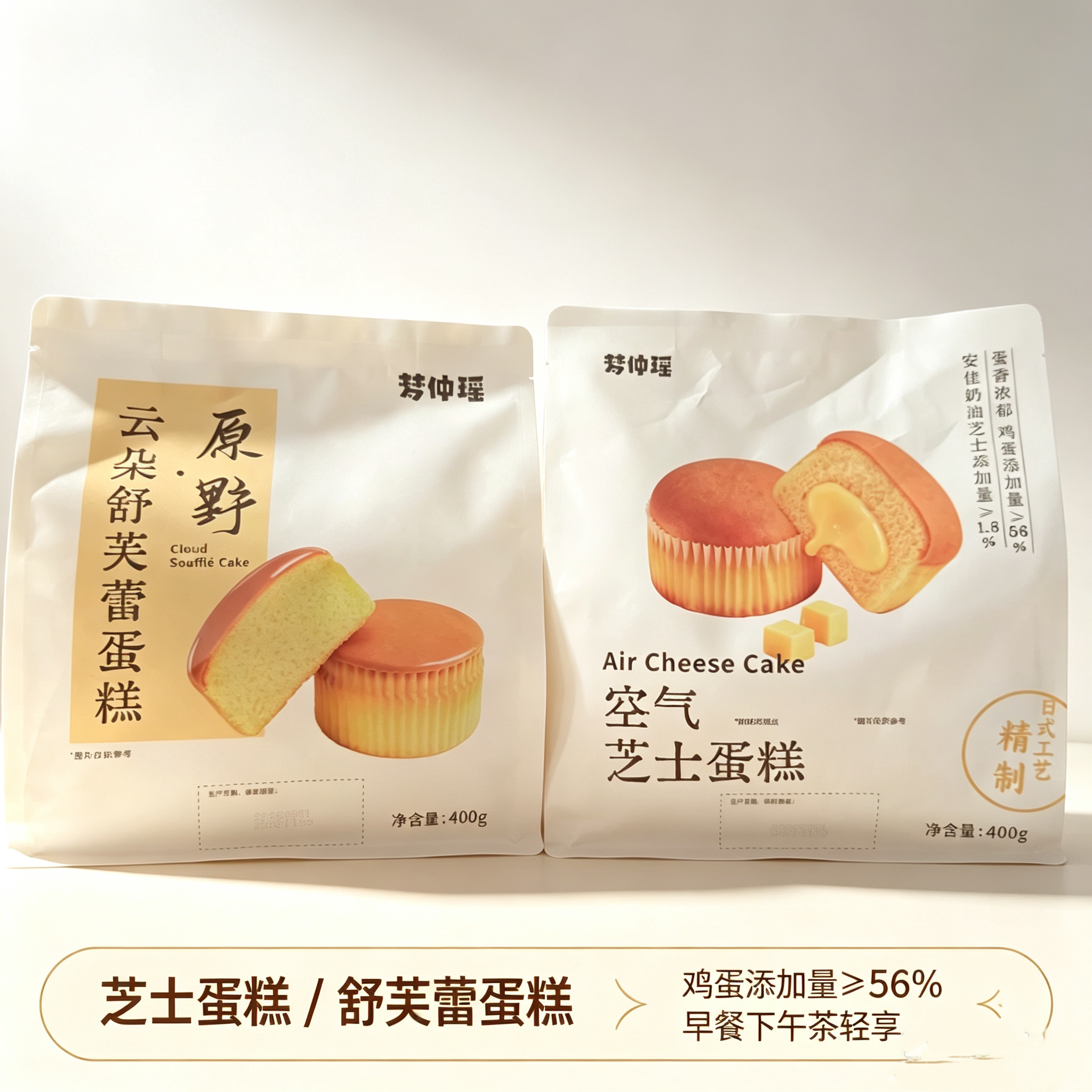 梦仲瑶空气芝士蛋糕 原野云朵舒芙蕾蛋糕400克早餐代餐休闲零食