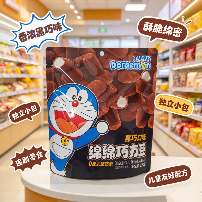 吉百地绵绵巧克豆黑巧口味52克休闲解馋零食巧克力制品