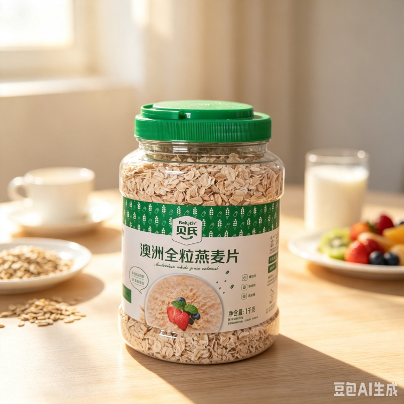 贝氏澳洲全粒燕麦片1千克早餐冲泡即食无蔗糖膳食纤维营养丰富