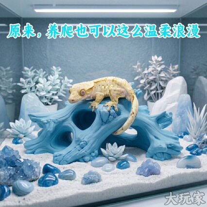 守宫躲避窝蛇攀爬树枝缸造景守宫