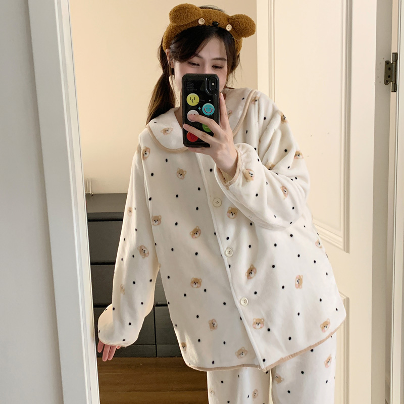 珊瑚绒月子服加绒加厚产后哺乳