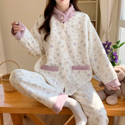 方便哺乳空气棉月子服加厚保暖女