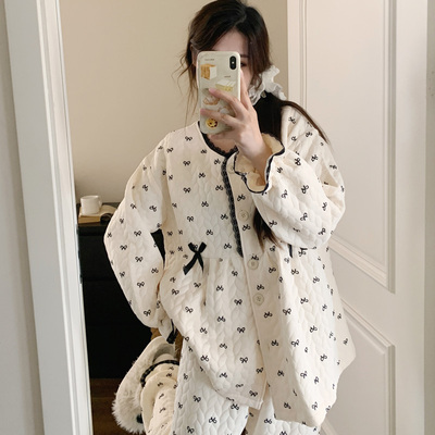 月子服秋冬厚款纯棉哺乳孕妇睡衣