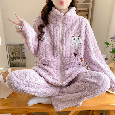 珊瑚绒月子服冬季加绒加厚保暖