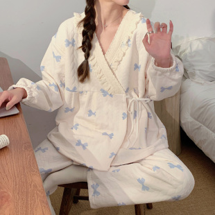 哺乳 大码 空气棉月子服十月份秋冬款 产后纯棉加厚和服孕妇睡衣冬季