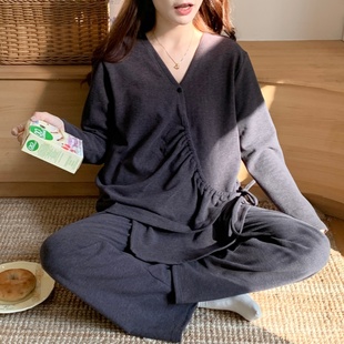 德绒月子服11月份秋冬季 孕妇睡衣产妇哺乳 产后加绒加厚绵羊绒大码