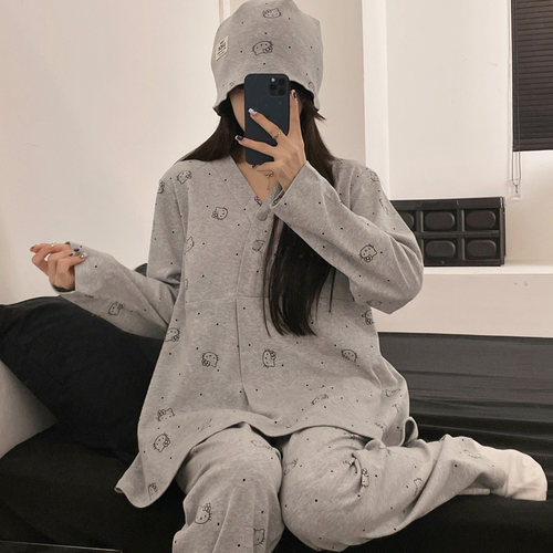 纯棉吸汗带胸垫孕妇哺乳月子服