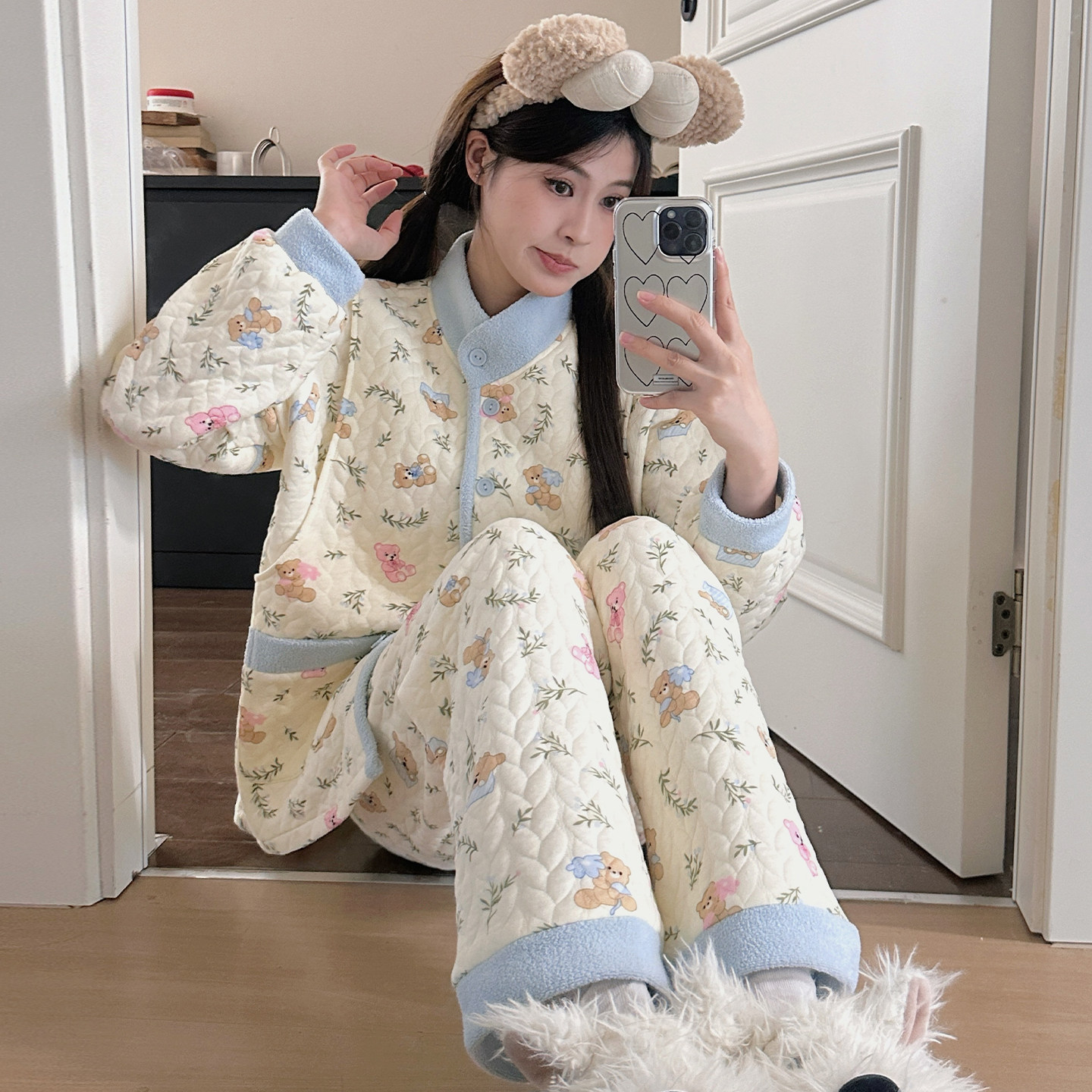 空气棉月子服冬厚款12月份产后纯棉加厚孕妇睡衣秋冬季产妇哺乳11