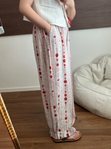 外贸花苞裤棉绸女裤夏薄款高腰宽松休闲裤可外穿家居裤九分灯笼裤