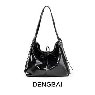登白DENGBAI小众慵懒Hobo头层油蜡牛皮托特包大容量通勤单肩斜挎